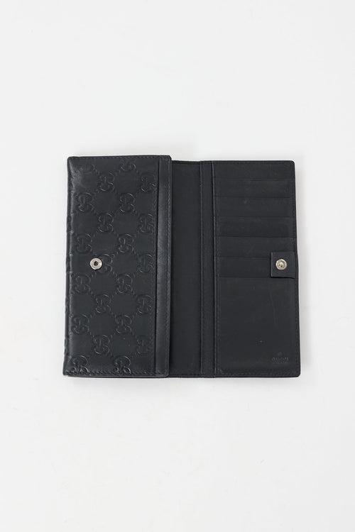 Gucci Black Guccissima Leather Continental Wallet