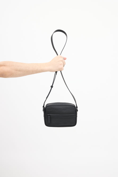 Gucci Black GG Rubber Effect Leather Crossbody Bag