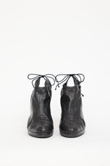 Gucci Black Gathered Leather Heel Boot