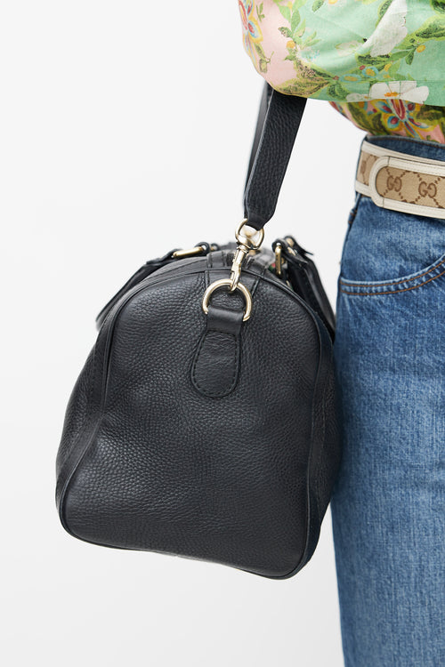 Gucci Black & Gold Boston Leather Shoulder Bag