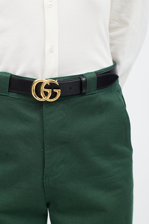 Gucci Black & Gold Double G Belt