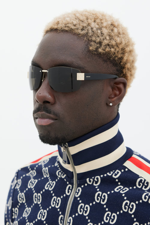 Gucci Black & Gold GG1800S Rectangular Sunglasses