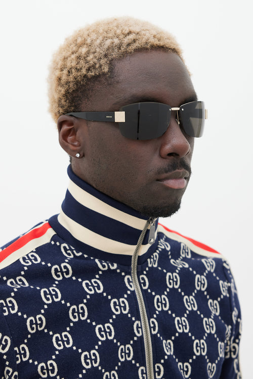 Gucci Black & Gold GG1800S Rectangular Sunglasses