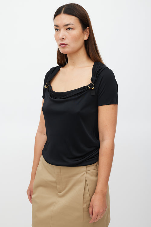 Gucci Black & Gold Hardware Cowl Neck Top