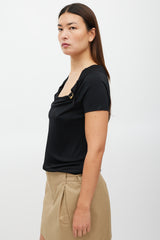 Gucci Black & Gold Hardware Cowl Neck Top