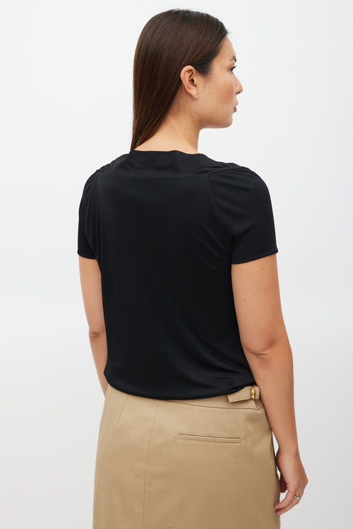 Gucci Black & Gold Hardware Cowl Neck Top