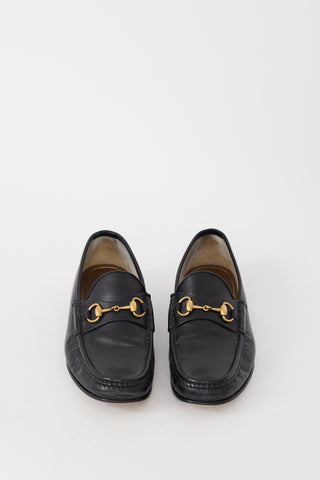 Gucci Black & Gold Hardware Leather Loafer