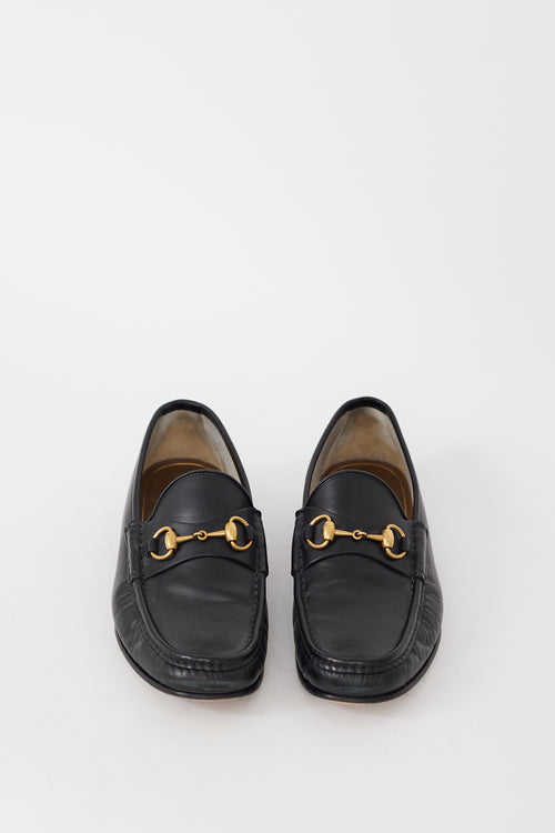 Gucci Black & Gold Hardware Leather Loafer