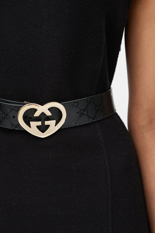 Gucci Black & Gold Heart Monogram Belt