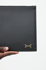 Gucci Black & Gold Horsebit Leather Clutch