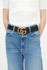 Gucci // Black Leather & Gold-Tone GG Belt – VSP Consignment