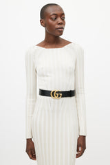 Gucci Black & Gold Leather GG Marmont Belt
