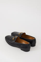 Gucci Black & Gold Leather Jordaan Loafer