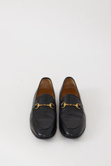 Gucci Black & Gold Leather Jordaan Loafer