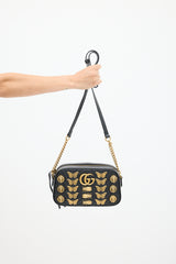 Gucci Black & Gold Leather Marmont Quilted Bag