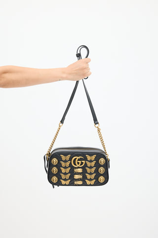 Gucci Black & Gold Leather Marmont Quilted Bag