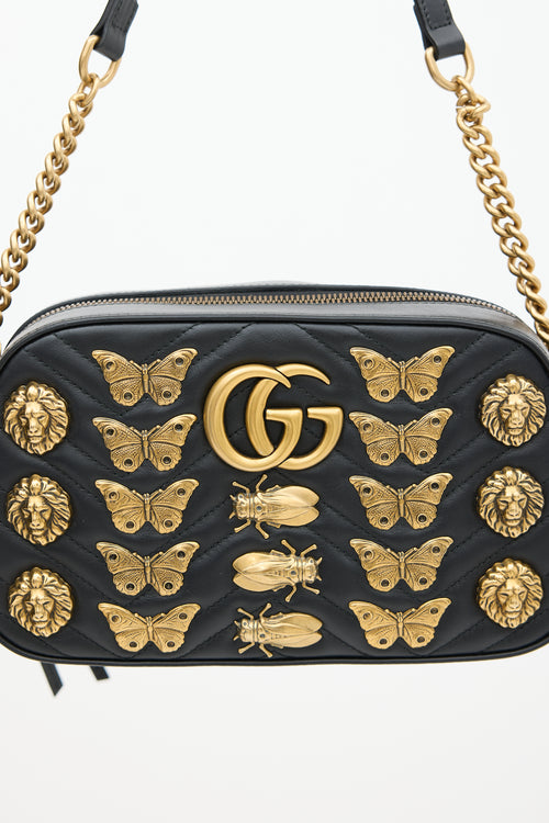 Gucci Black & Gold Leather Marmont Quilted Bag