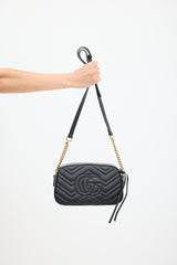 Gucci Black & Gold Leather Marmont Quilted Bag