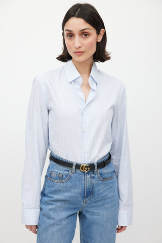 Gucci Black & Gold Leather Marmont Slim Belt