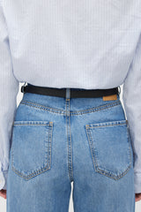 Gucci Black & Gold Leather Marmont Slim Belt