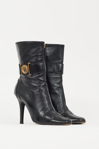 Gucci Black & Gold Patent Leather Boot