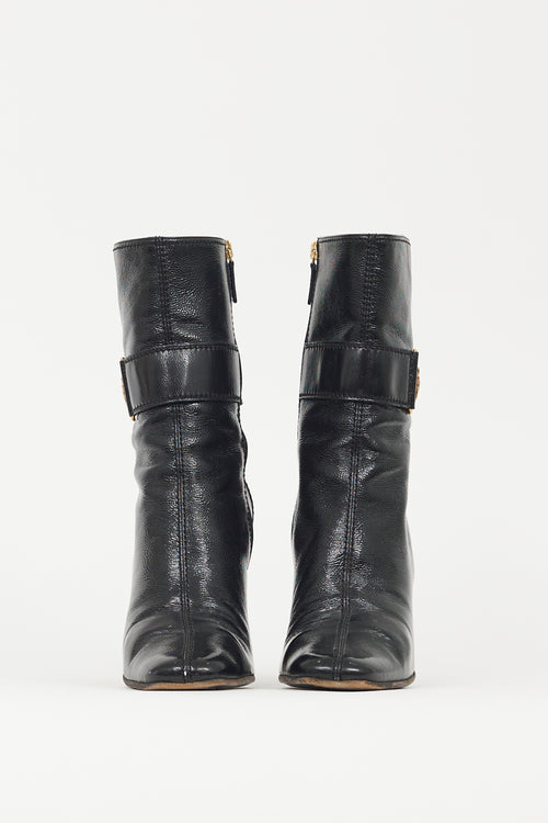 Gucci Black & Gold Patent Leather Boot