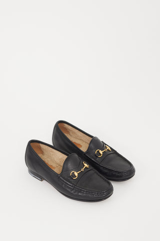 Gucci Black & Gold Shearling Loafer