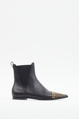 Gucci Black & Gold Studded Toe Boot