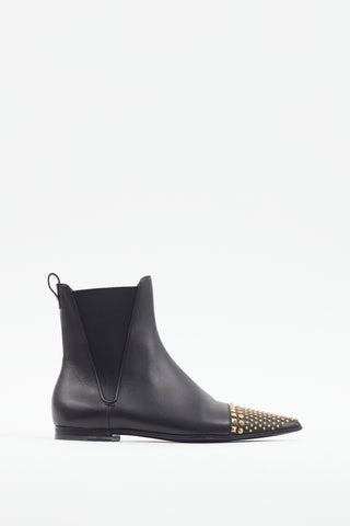 Gucci Black & Gold Studded Toe Boot