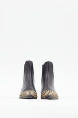 Gucci Black & Gold Studded Toe Boot