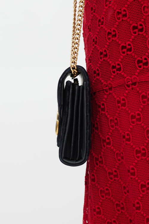 Gucci Black & Gold Velvet Marmont Bag