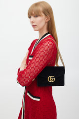 Gucci Black & Gold Velvet Marmont Bag