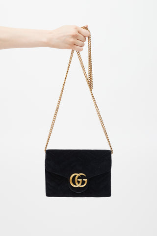 Gucci Black & Gold Velvet Marmont Bag