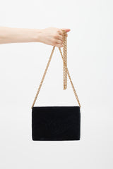 Gucci Black & Gold Velvet Marmont Bag