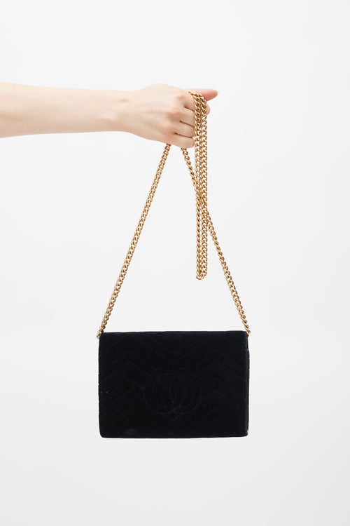 Gucci Black & Gold Velvet Marmont Bag