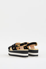 Gucci Black & Gold Velvet Peggy Platform Sandal