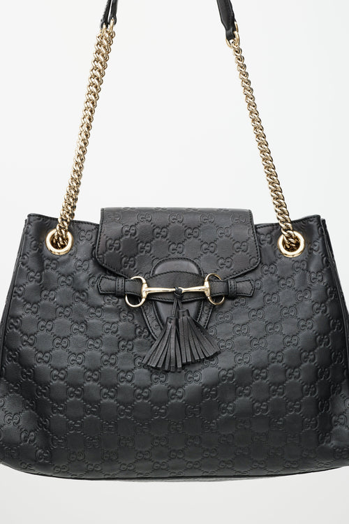 Gucci Black Emily Guccissima Leather Monogram Bag