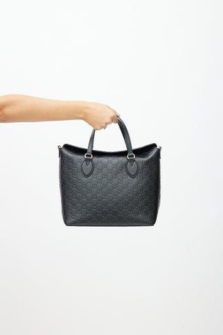 Gucci Black Guccissima Leather Foldover Shoulder Bag