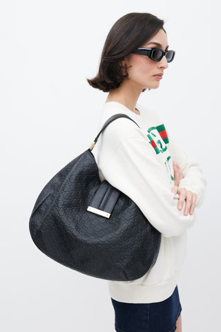 Gucci Black Guccissima Leather Medium Shoulder Bag