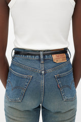 Gucci Black & Gunmetal Slim Leather Belt
