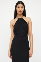 Gucci 2004 Black Crystal Halter Gown