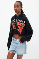 Gucci Black Hollywood Babylon Printed Cropped Hoodie