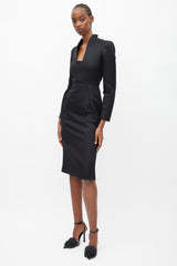Gucci Black Houndstooth Square Neck Maxi Dress
