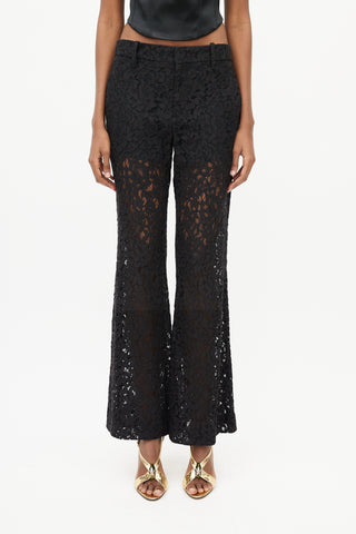 Gucci Black Lace Cut Out Flared Trouser