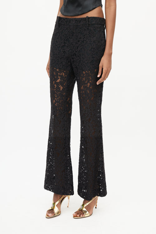 Gucci Black Lace Cut Out Flared Trouser