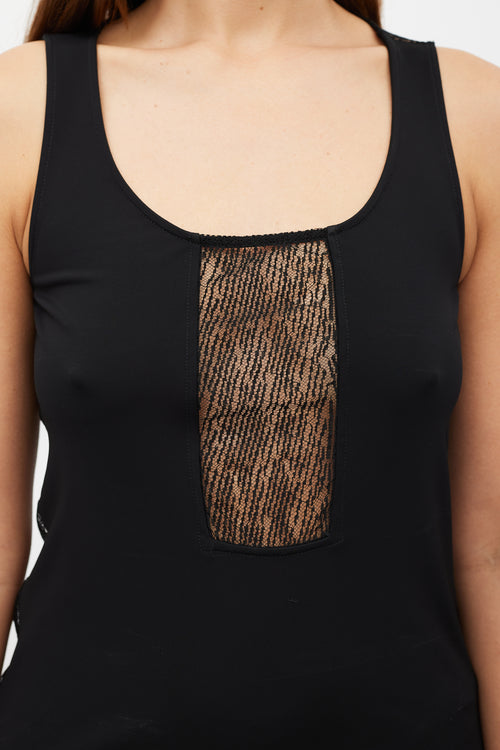 Gucci Black Lace Panelled Tank Top