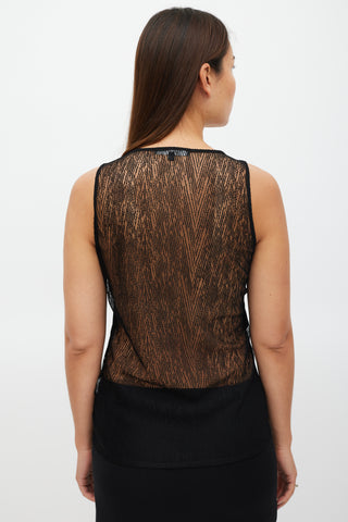 Gucci Black Lace Panelled Tank Top