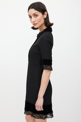 Gucci Black Silk Lace Pearl Dress