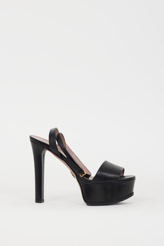 Gucci Black Leather Ankle Wrap Heel