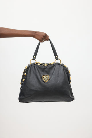 Gucci Black Leather Babouska Studded Bag